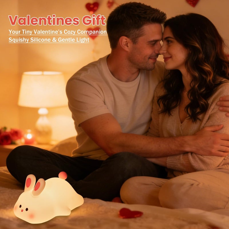Daixinde Store Big Face Rabbit Silicone Night Light, Squishy Bunny Lamp with Touch Control, 30-Min Timer, Rechargeable Kids Night Light for Bedroom Nursery, [Valentines Gifts] - Image 5